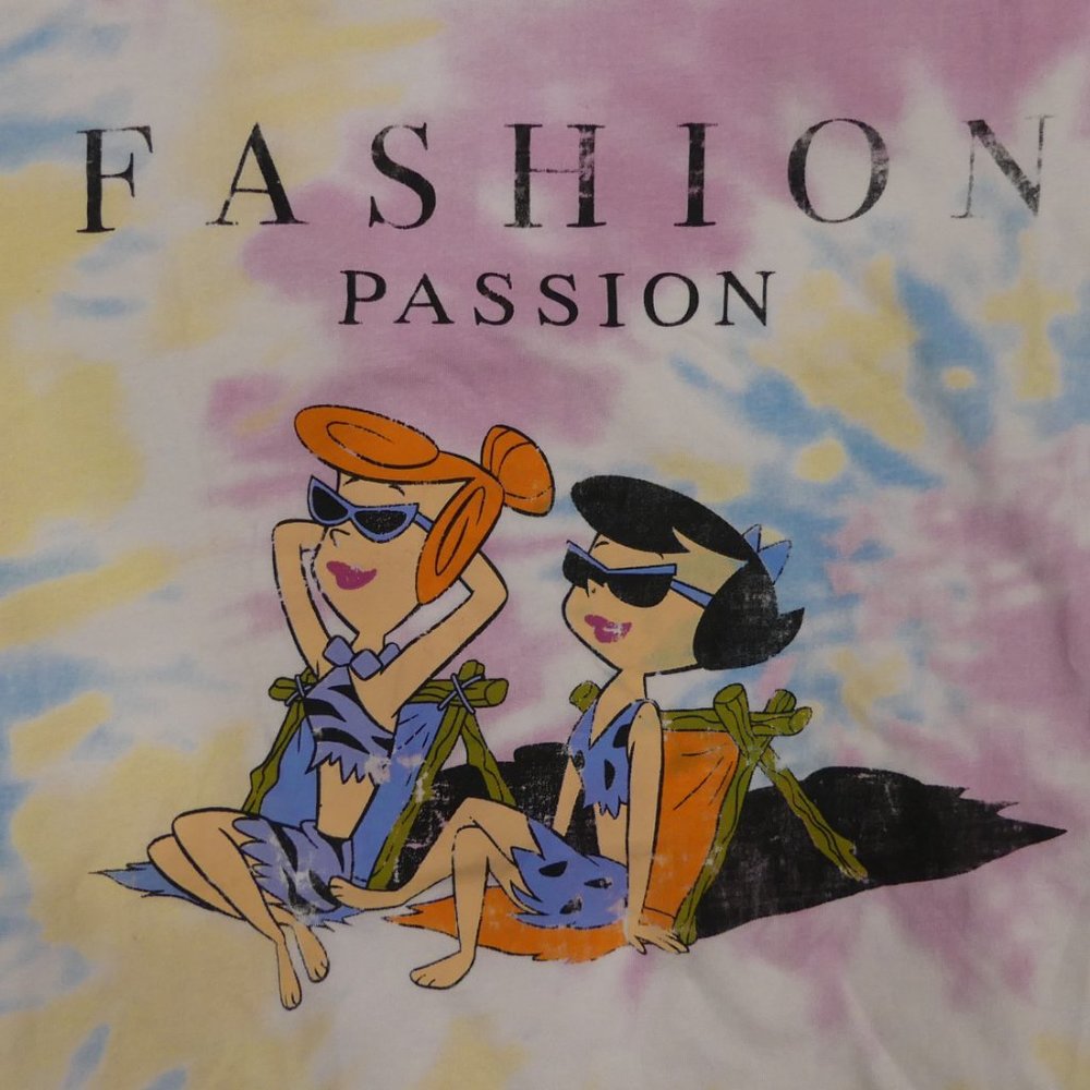 Vintage Y2K "Fashion Passion" Flintstones Hanna-Barbera Tie-Dye T-Shirt - Picture 2 of 4